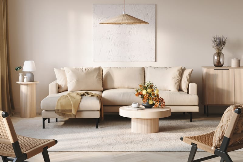 Menard 3-seters Venstrevendt Dyp L-formet Divansofa i Manchester - Beige - Møbler - Sofaer - Sofaer med sjeselong - 3 seters sofa med divan