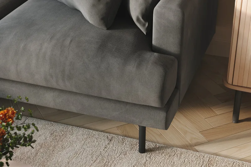 Menard 3-seters Venstrevendt L-formet Divansofa i Manchester - Grå - Møbler - Sofaer - Sofaer med sjeselong - 3 seters sofa med divan