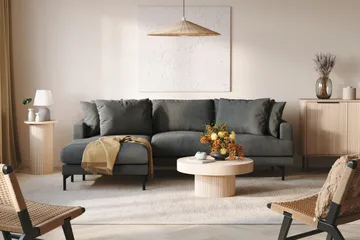 Menard 3-seters Venstrevendt L-formet Divansofa i Manchester - Grå - Møbler - Sofaer - Sofaer med sjeselong - 3 seters sofa med divan