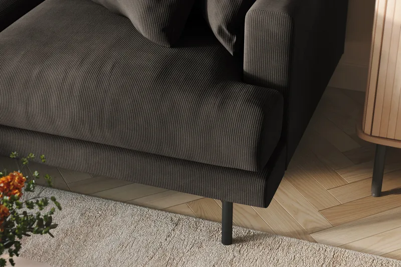 Menard 3-seters Venstrevendt L-formet Divansofa i Manchester - Mørk grå - Møbler - Sofaer - Sofaer med sjeselong - 3 seters sofa med divan