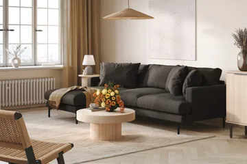 Menard 3-seters Venstrevendt L-formet Divansofa i Manchester - Mørk grå - Møbler - Sofaer - Sofaer med sjeselong - 3 seters sofa med divan