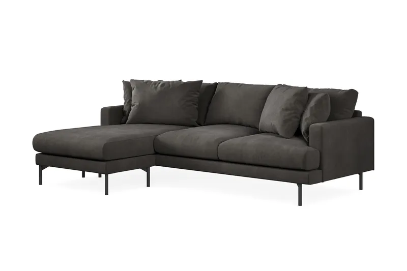 Menard 3-seters Venstrevendt L-formet Divansofa i Manchester - Mørk grå - Møbler - Sofaer - Sofaer med sjeselong - 3 seters sofa med divan