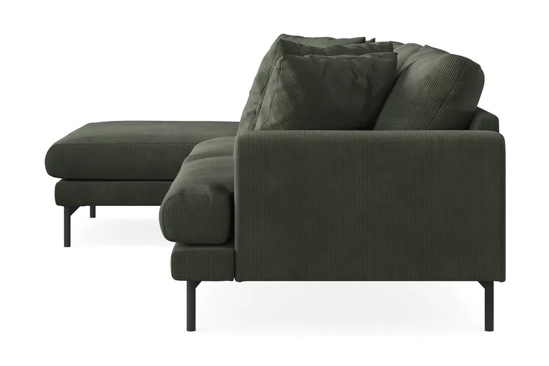 Menard 3-seters Venstrevendt L-formet Divansofa i Manchester - Mørk grønn - Møbler - Sofaer - Sofaer med sjeselong - 3 seters sofa med divan