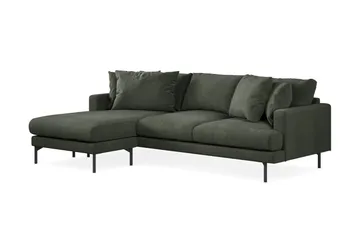 Menard 3-seters Venstrevendt L-formet Divansofa i Manchester - Mørk grønn - Møbler - Sofaer - Sofaer med sjeselong - 3 seters sofa med divan