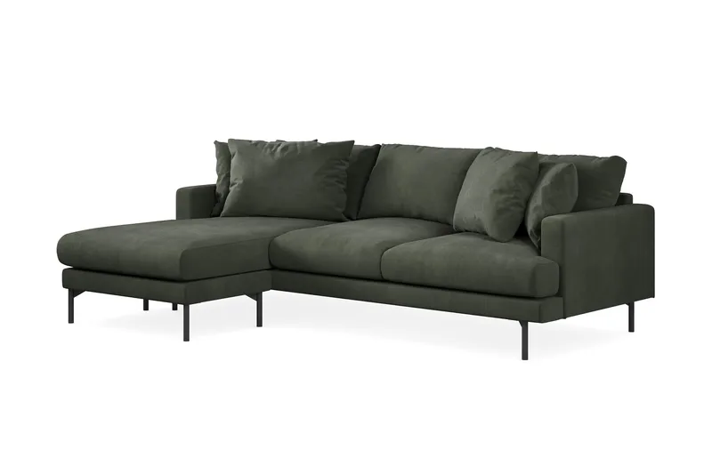 Menard 3-seters Venstrevendt L-formet Divansofa i Manchester - Mørk grønn - Møbler - Sofaer - Sofaer med sjeselong - 3 seters sofa med divan