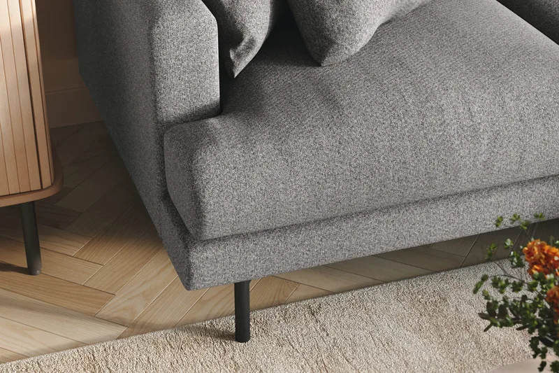 Menard 3-seters Venstrevendt L-formet Divansofa i Stoff - Grå - Møbler - Sofaer - Sofaer med sjeselong - 3 seters sofa med divan