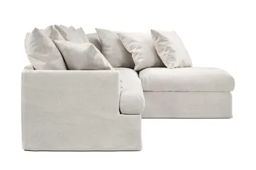 Menard 4-seters Høyrevendt Dyp L-formet Sjeselongsofa i Stoff - Beige - Møbler - Sofaer - Sofaer med sjeselong - 4 seters sofa med divan