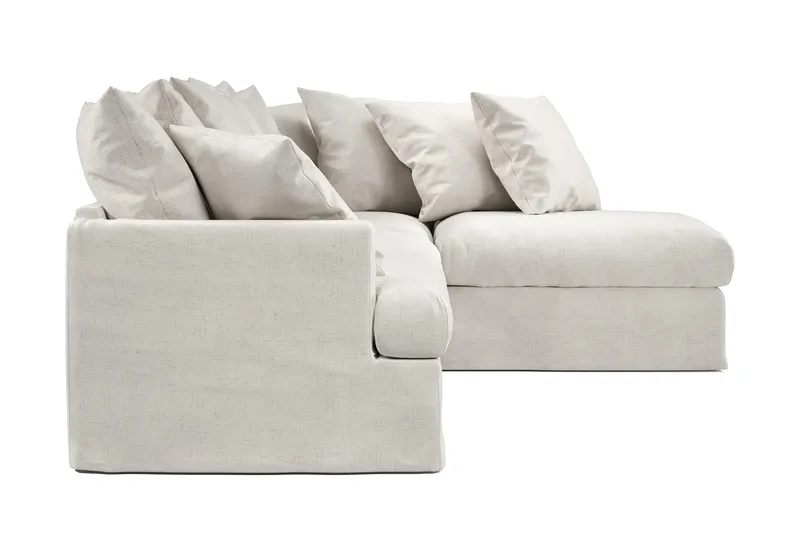 Menard 4-seters Høyrevendt Dyp L-formet Sjeselongsofa i Stoff - Beige - Møbler - Sofaer - Sofaer med sjeselong - 4 seters sofa med divan