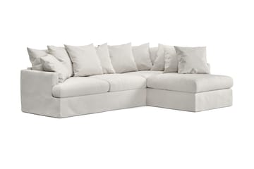 Menard 4-seters Høyrevendt L-formet Sjeselongsofa i Bouclé - Hvit - Møbler - Sofaer - Sofaer med sjeselong - 4 seters sofa med divan