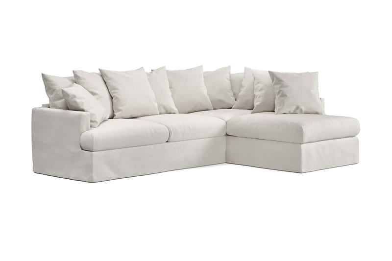 Menard 4-seters Høyrevendt L-formet Sjeselongsofa i Bouclé - Hvit - Møbler - Sofaer - Sofaer med sjeselong - 4 seters sofa med divan