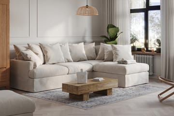 Menard 4-seters Høyrevendt L-formet Sjeselongsofa i Bouclé - Hvit - Møbler - Sofaer - Sofaer med sjeselong - 4 seters sofa med divan