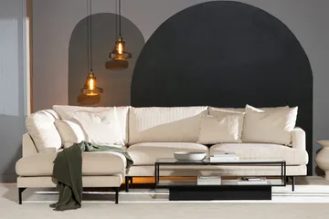 Menard 4-seters Venstrevendt Dyp L-formet Sjeselongsofa i Manchester - Beige - Møbler - Sofaer - Sofaer med sjeselong - 4 seters sofa med divan