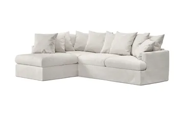 Menard 4-seters Venstrevendt Dyp L-formet Sjeselongsofa i Stoff - Beige - Møbler - Sofaer - Sofaer med sjeselong - 4 seters sofa med divan