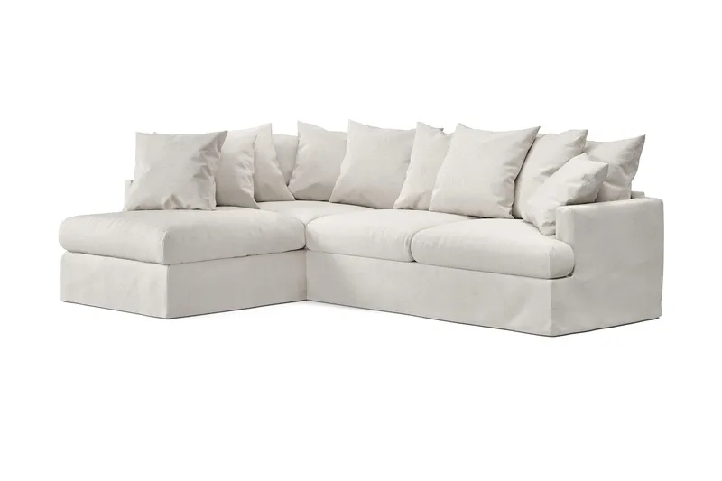Menard 4-seters Venstrevendt Dyp L-formet Sjeselongsofa i Stoff - Beige - Møbler - Sofaer - Sofaer med sjeselong - 4 seters sofa med divan