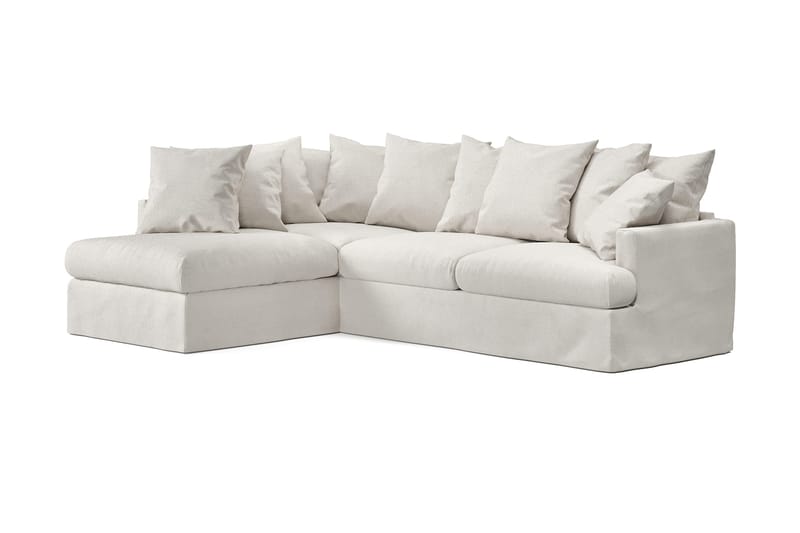Menard 4-seters Venstrevendt Dyp L-formet Sjeselongsofa i Stoff - Beige - Møbler - Sofaer - Sofaer med sjeselong - 4 seters sofa med divan