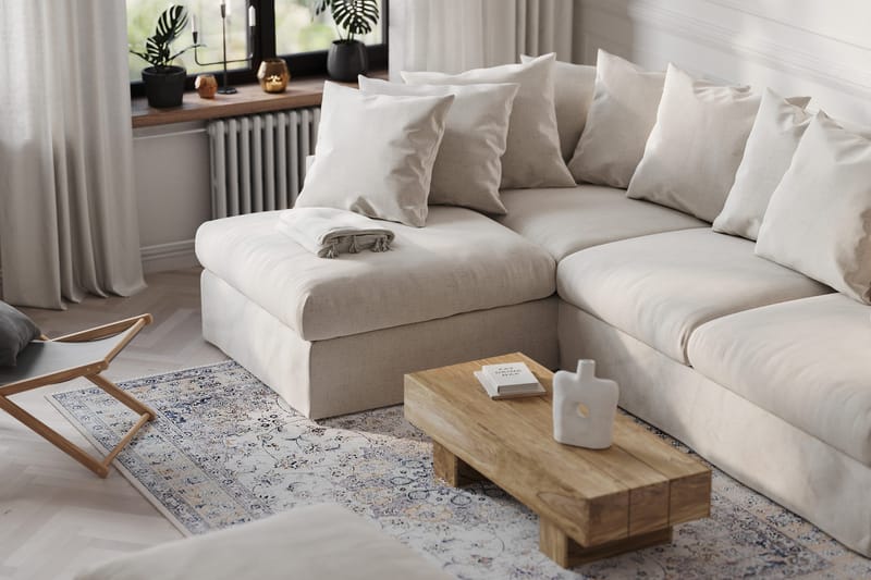 Menard 4-seters Venstrevendt Dyp L-formet Sjeselongsofa i Stoff - Beige - Møbler - Sofaer - Sofaer med sjeselong - 4 seters sofa med divan