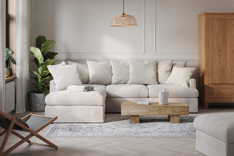 Menard 4-seters Venstrevendt Dyp L-formet Sjeselongsofa i Stoff - Beige - Møbler - Sofaer - Sofaer med sjeselong - 4 seters sofa med divan