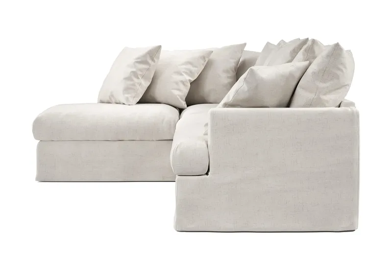 Menard 4-seters Venstrevendt Dyp L-formet Sjeselongsofa i Stoff - Beige - Møbler - Sofaer - Sofaer med sjeselong - 4 seters sofa med divan