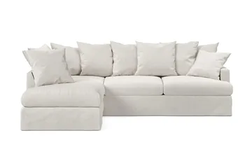 Menard 4-seters Venstrevendt Dyp L-formet Sjeselongsofa i Stoff - Beige - Møbler - Sofaer - Sofaer med sjeselong - 4 seters sofa med divan
