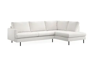 Menard Compact 4-seters Høyrevendt L-formet Sjeselongsofa i Bouclé - Hvit - Møbler - Sofaer - Sofaer med sjeselong - 4 seters sofa med divan