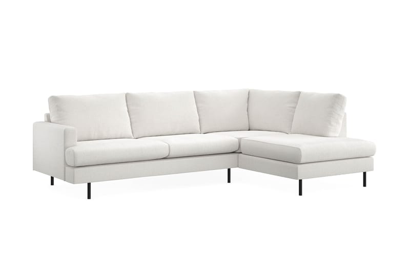 Menard Compact 4-seters Høyrevendt L-formet Sjeselongsofa i Bouclé - Hvit - Møbler - Sofaer - Sofaer med sjeselong - 4 seters sofa med divan