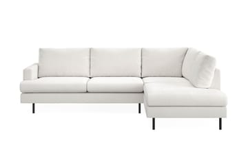 Menard Compact 4-seters Høyrevendt L-formet Sjeselongsofa i Bouclé - Hvit - Møbler - Sofaer - Sofaer med sjeselong - 4 seters sofa med divan