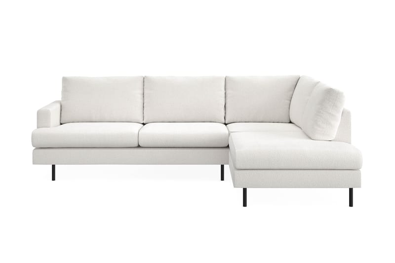 Menard Compact 4-seters Høyrevendt L-formet Sjeselongsofa i Bouclé - Hvit - Møbler - Sofaer - Sofaer med sjeselong - 4 seters sofa med divan