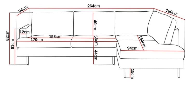 Menard Compact 4-seters Høyrevendt L-formet Sjeselongsofa i Bouclé - Hvit - Møbler - Sofaer - Sofaer med sjeselong - 4 seters sofa med divan