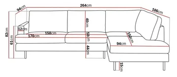 Menard Compact 4-seters Høyrevendt L-formet Sjeselongsofa i Fløyel - Kremhvit - Møbler - Sofaer - Sofaer med sjeselong - 4 seters sofa med divan