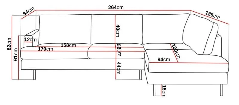 Menard Compact 4-seters Høyrevendt L-formet Sjeselongsofa i Fløyel - Kremhvit - Møbler - Sofaer - Sofaer med sjeselong - 4 seters sofa med divan
