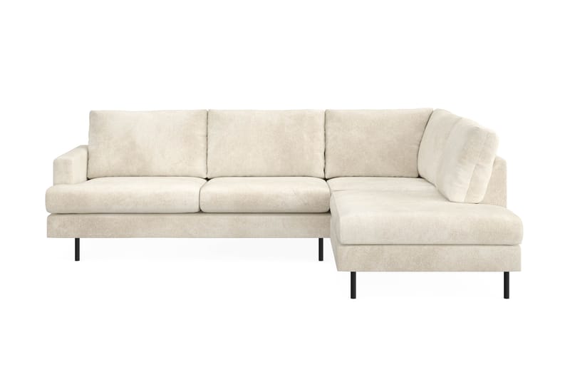 Menard Compact 4-seters Høyrevendt L-formet Sjeselongsofa i Fløyel - Kremhvit - Møbler - Sofaer - Sofaer med sjeselong - 4 seters sofa med divan