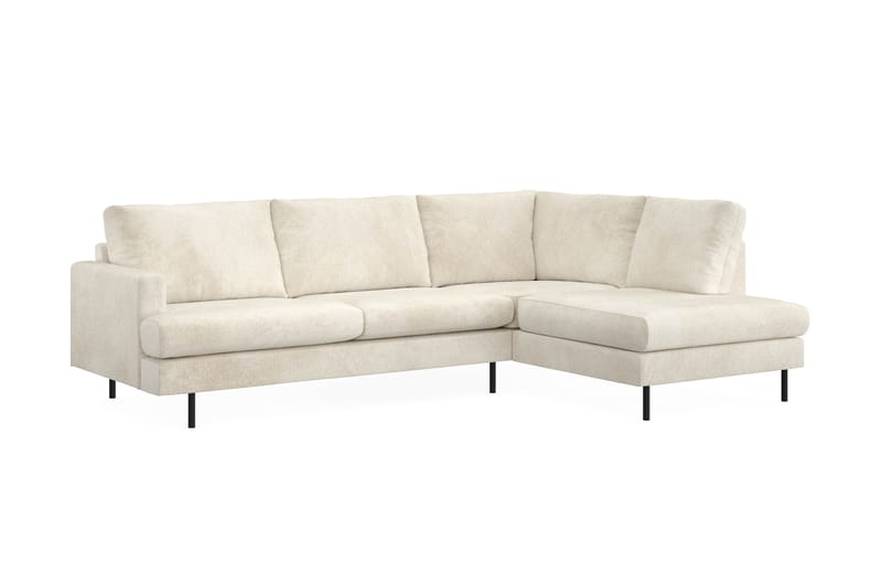 Menard Compact 4-seters Høyrevendt L-formet Sjeselongsofa i Fløyel - Kremhvit - Møbler - Sofaer - Sofaer med sjeselong - 4 seters sofa med divan
