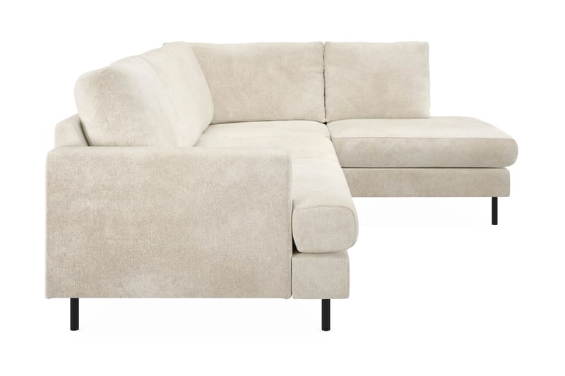 Menard Compact 4-seters Høyrevendt L-formet Sjeselongsofa i Fløyel - Kremhvit - Møbler - Sofaer - Sofaer med sjeselong - 4 seters sofa med divan