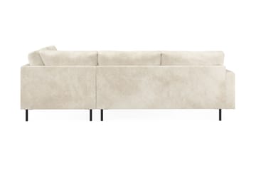 Menard Compact 4-seters Høyrevendt L-formet Sjeselongsofa i Fløyel - Kremhvit - Møbler - Sofaer - Sofaer med sjeselong - 4 seters sofa med divan
