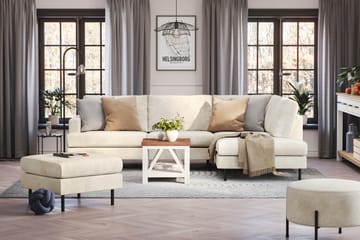 Menard Compact 4-seters Høyrevendt L-formet Sjeselongsofa i Fløyel - Kremhvit - Møbler - Sofaer - Sofaer med sjeselong - 4 seters sofa med divan