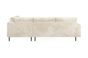 Menard Compact 4-seters Høyrevendt L-formet Sjeselongsofa i Fløyel - Kremhvit - Møbler - Sofaer - Sofaer med sjeselong - 4 seters sofa med divan