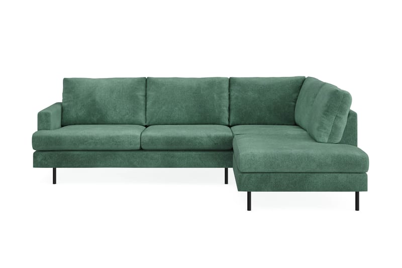 Menard Compact 4-seters Høyrevendt L-formet Sjeselongsofa i Fløyel - Mørk grønn - Møbler - Sofaer - Sofaer med sjeselong - 4 seters sofa med divan