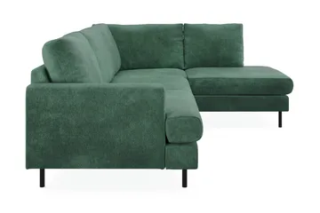 Menard Compact 4-seters Høyrevendt L-formet Sjeselongsofa i Fløyel - Mørk grønn - Møbler - Sofaer - Sofaer med sjeselong - 4 seters sofa med divan