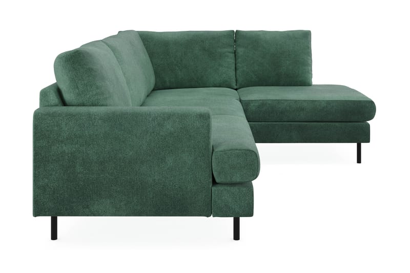 Menard Compact 4-seters Høyrevendt L-formet Sjeselongsofa i Fløyel - Mørk grønn - Møbler - Sofaer - Sofaer med sjeselong - 4 seters sofa med divan