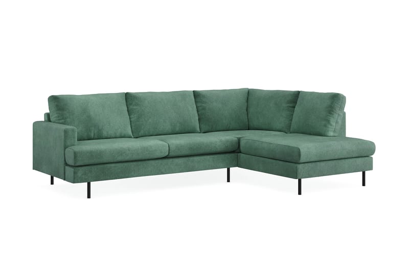 Menard Compact 4-seters Høyrevendt L-formet Sjeselongsofa i Fløyel - Mørk grønn - Møbler - Sofaer - Sofaer med sjeselong - 4 seters sofa med divan