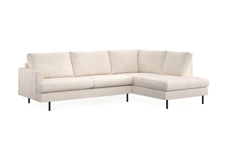 Menard Compact 4-seters Høyrevendt L-formet Sjeselongsofa i Manchester - Beige - Møbler - Sofaer - Sofaer med sjeselong - 4 seters sofa med divan