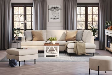 Menard Compact 4-seters Høyrevendt L-formet Sjeselongsofa i Manchester - Beige - Møbler - Sofaer - Sofaer med sjeselong - 4 seters sofa med divan