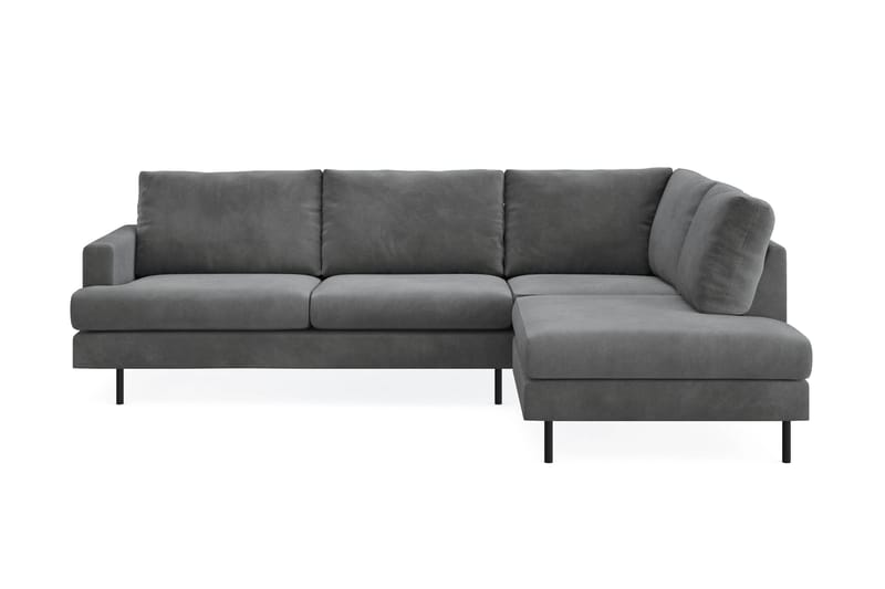 Menard Compact 4-seters Høyrevendt L-formet Sjeselongsofa i Manchester - Grå - Møbler - Sofaer - Sofaer med sjeselong - 4 seters sofa med divan