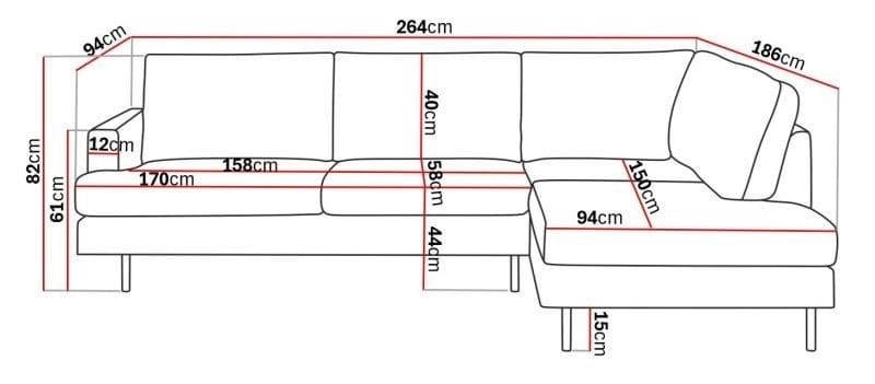 Menard Compact 4-seters Høyrevendt L-formet Sjeselongsofa i Manchester - Grå - Møbler - Sofaer - Sofaer med sjeselong - 4 seters sofa med divan