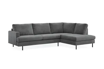 Menard Compact 4-seters Høyrevendt L-formet Sjeselongsofa i Manchester - Grå - Møbler - Sofaer - Sofaer med sjeselong - 4 seters sofa med divan