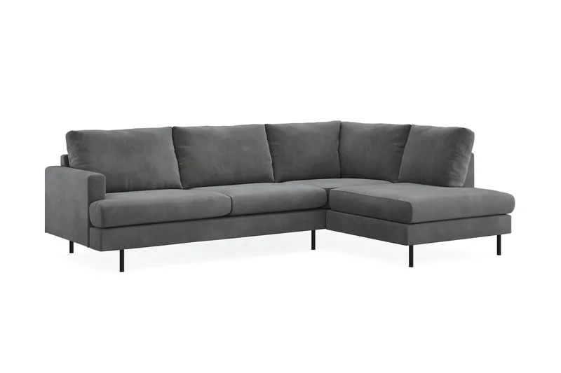 Menard Compact 4-seters Høyrevendt L-formet Sjeselongsofa i Manchester - Grå - Møbler - Sofaer - Sofaer med sjeselong - 4 seters sofa med divan