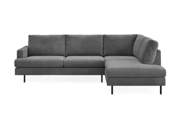 Menard Compact 4-seters Høyrevendt L-formet Sjeselongsofa i Manchester - Grå - Møbler - Sofaer - Sofaer med sjeselong - 4 seters sofa med divan