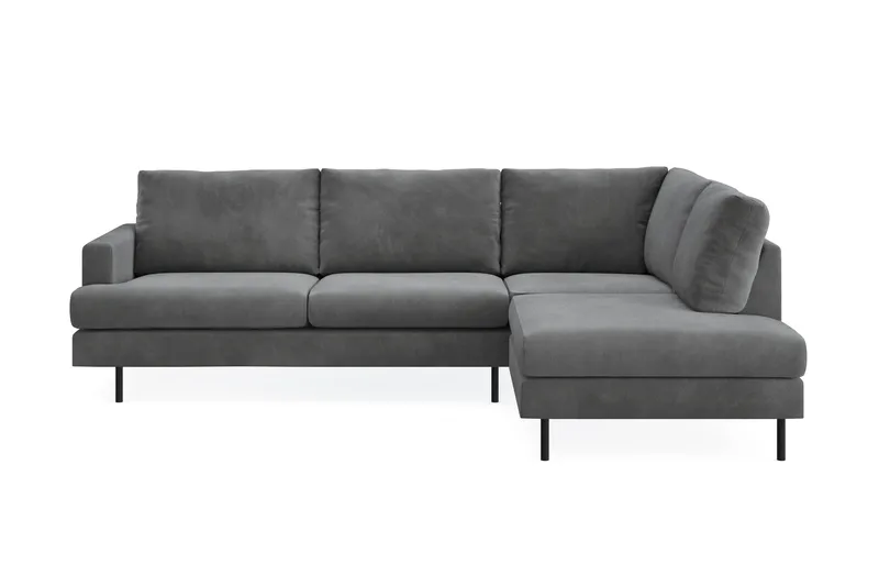 Menard Compact 4-seters Høyrevendt L-formet Sjeselongsofa i Manchester - Grå - Møbler - Sofaer - Sofaer med sjeselong - 4 seters sofa med divan