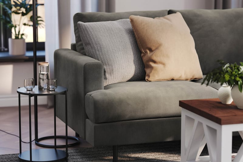 Menard Compact 4-seters Høyrevendt L-formet Sjeselongsofa i Manchester - Grå - Møbler - Sofaer - Sofaer med sjeselong - 4 seters sofa med divan