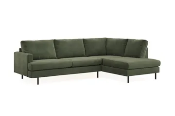 Menard Compact 4-seters Høyrevendt L-formet Sjeselongsofa i Manchester - Grønn - Møbler - Sofaer - Sofaer med sjeselong - 4 seters sofa med divan